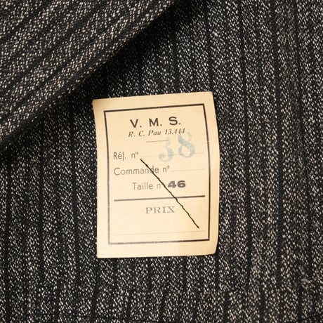 40s France Vintage Black Chambray Stripe Tailored Jacket Dead Stock