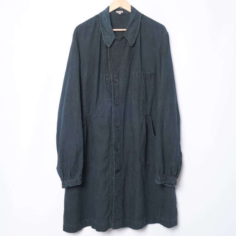30s France Vintage Indigo Linen Maquignon Coat