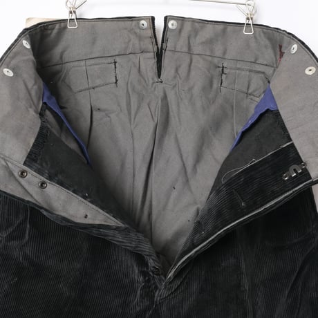 40-50s  France Vintage VETVOR Black Corduroy Trousers Dead Stock