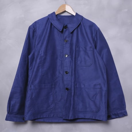 40-50s BEAU-FORT Blue Moleskin Jacket ②