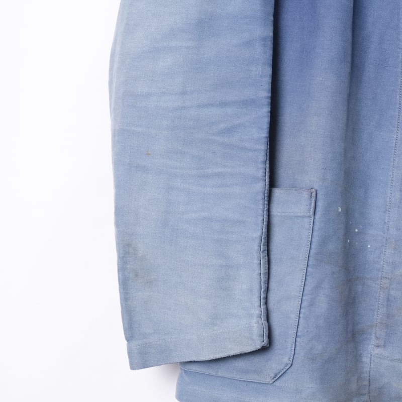 50s France Vintage Lapel Blue Moleskin Work Jac