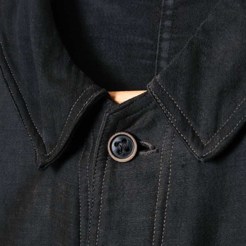 30s-40s Le Durable Black Moleskin Jacket Wood 30s-40s Le Durable Black Moleskin Jacket Wood