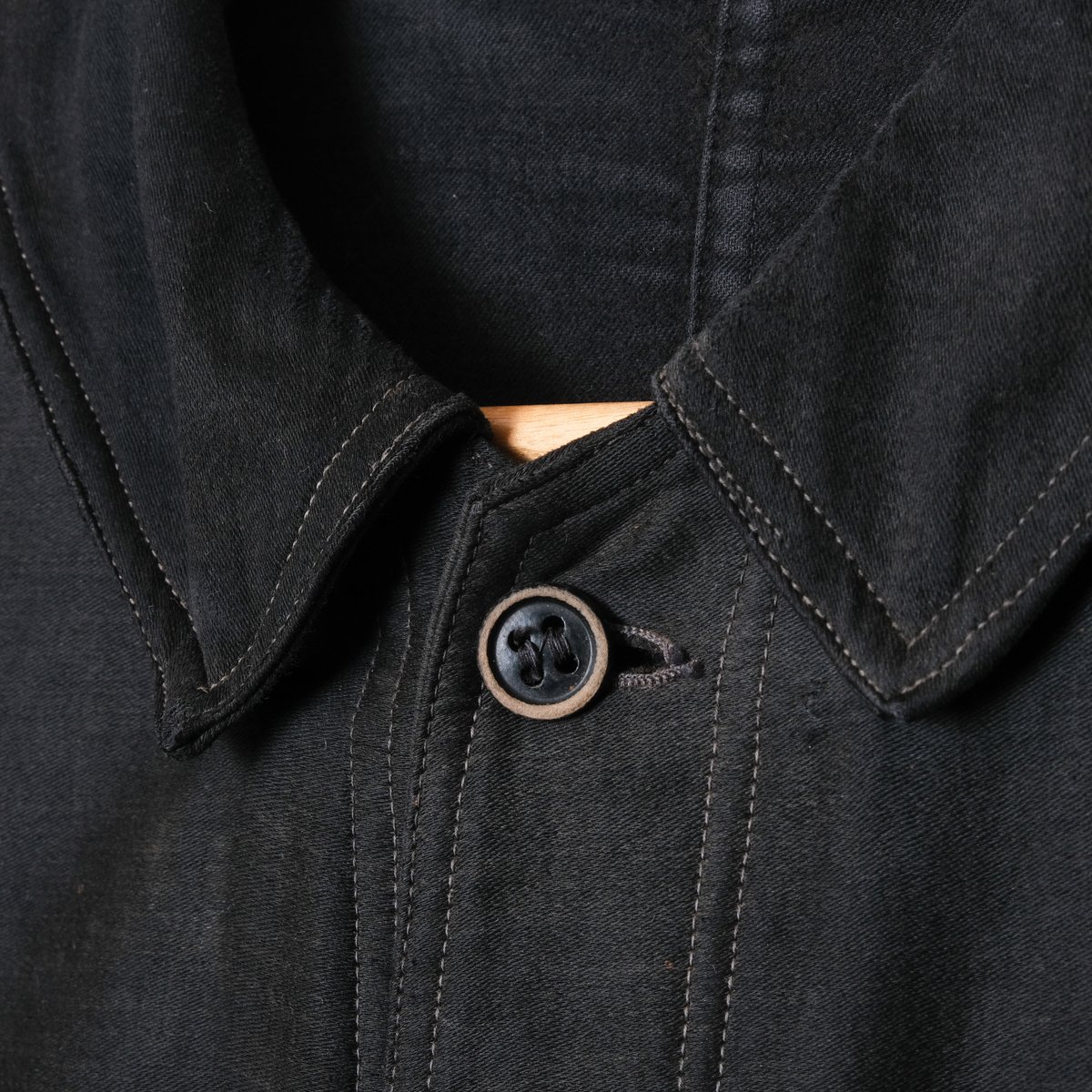 30s-40s Le Durable Black Moleskin Jacket Wood 30s-40s Le Durable Black Moleskin Jacket Wood