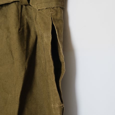 French Army Motorcycle Trousers Early Size 1 Linen Wood Button  Dead Stock