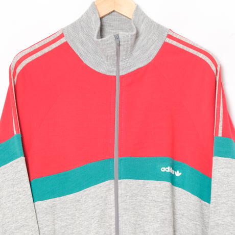 70-80s Vintage adidas Ventex Sweat Jacket Jacket Grey × Red  (Made in France)