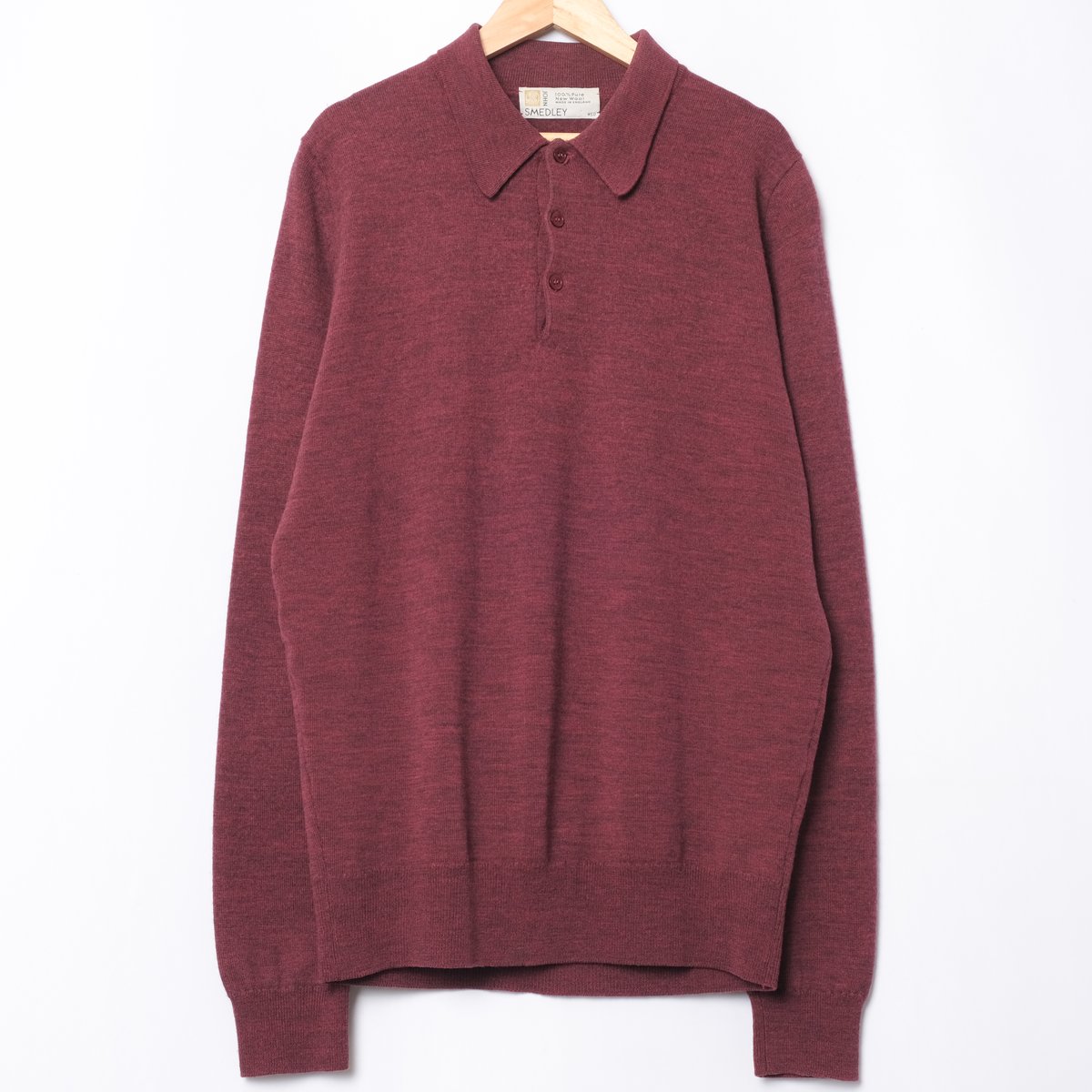 90s JOHN SMEDLEY Merino Wool Knit Polo（Made in