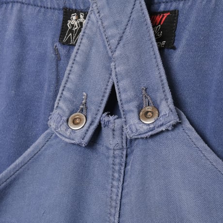 40s-50s France Vintage Adolphe Lafont  Blue Moleskin French Work Overalls  1