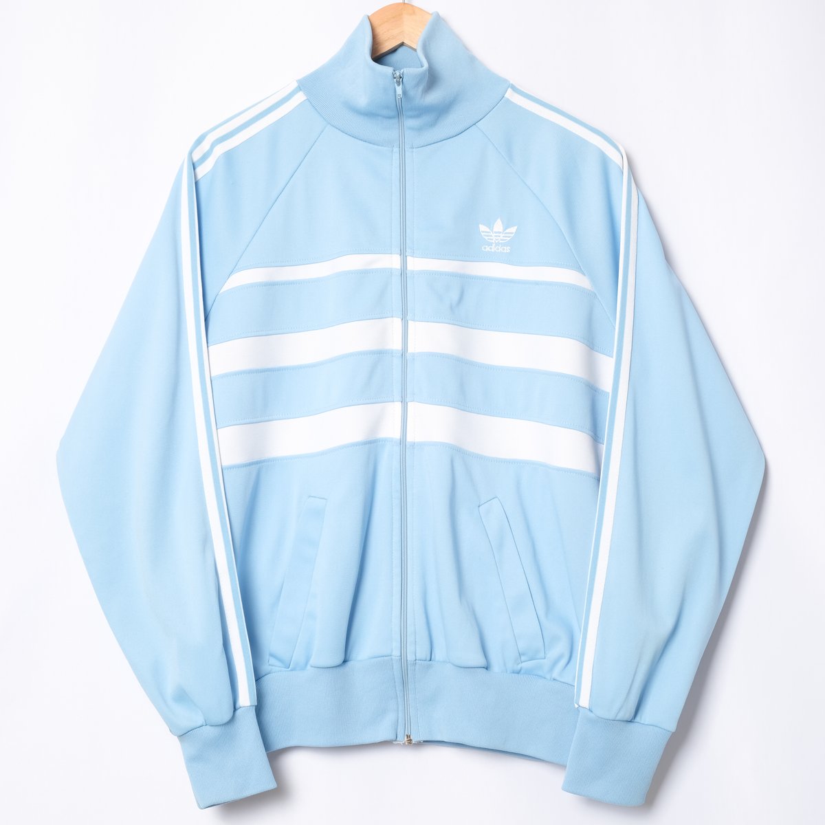80s old adidas track jacketトレフォイル adidas】Vintage 80s adidas track jacket, trefoil, blue, back