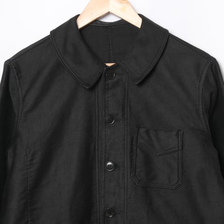 40s France Vintage Le Mont Saint Michel Black Moleskin Work Jacket