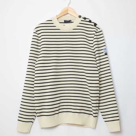 SAINT JAMES Border Knit（Ivory×Navy）Size XL