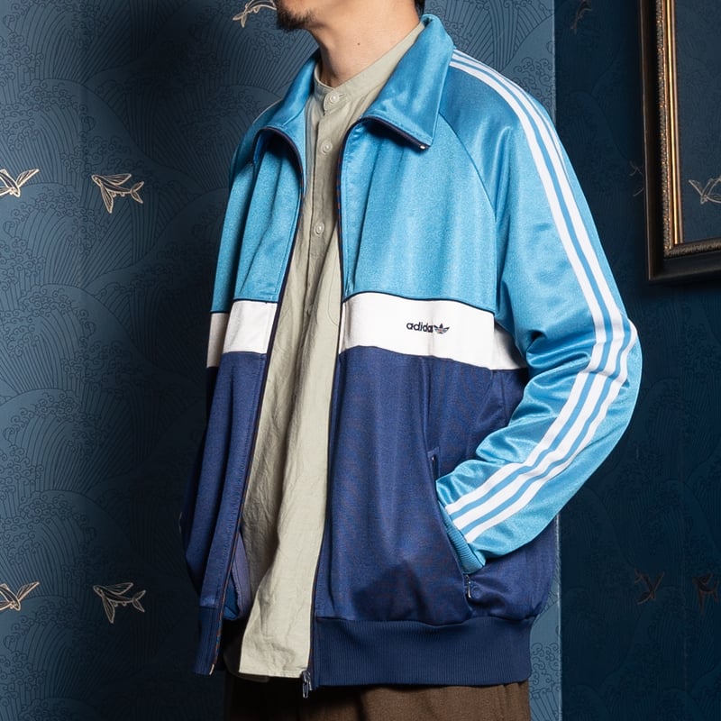 80s Vintage adidas Track Jacket Navy ×Light Blu...