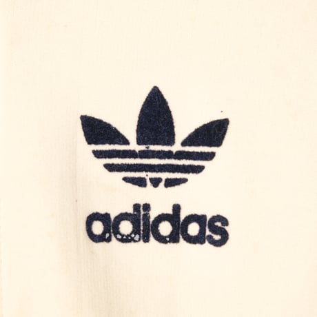70-80s Vintage adidas Ventex Hoodie Ivory × Navy (Made in France)