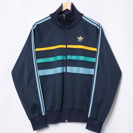 70-80s Vintage adidas Ventex Track Jacket Model First Navy × Light Blue (Made in France)