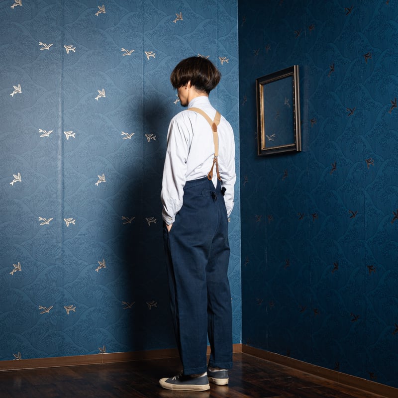 30s 40s ヴィンテージ フレンチ インディゴリネンパンツ ファイヤーマン 30s 40s ヴィンテージ フレンチ インディゴリネンパンツ