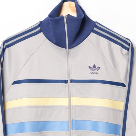 70-80s Vintage adidas Ventex Track Jacket Model First Gray×Navy×Yellow×Light Blue(Made in France)