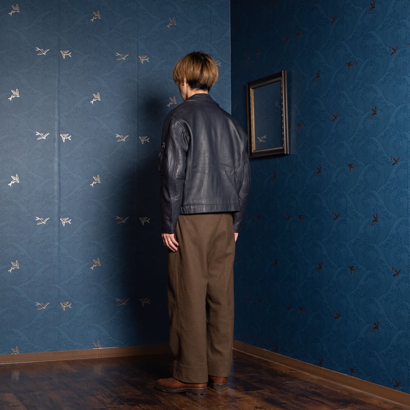 French Army Pilot Leather Jacket (Navy) Size96M