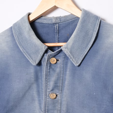 30-40s France Vintage Paul Passant Blue Moleskin Work Jacket