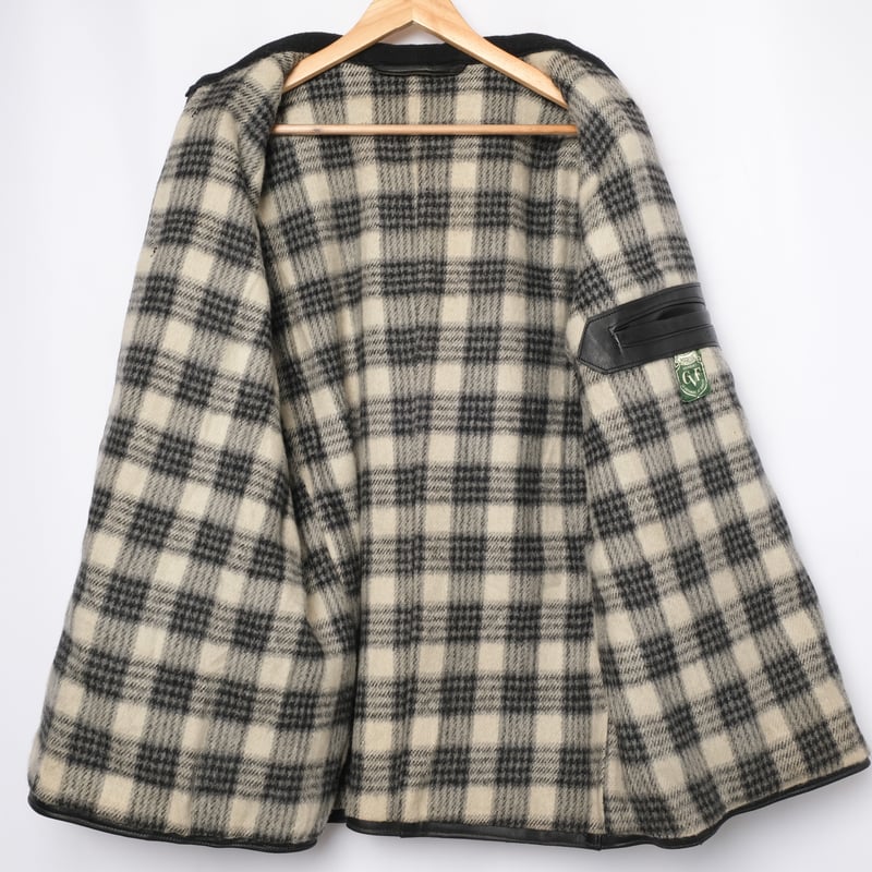 70s France Vintage GVF Leather Jacket Wool Coll