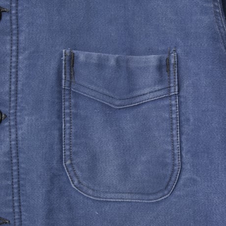 40s-50s France Vintage Adolphe Lafont Blue Moleskin Work Jacket