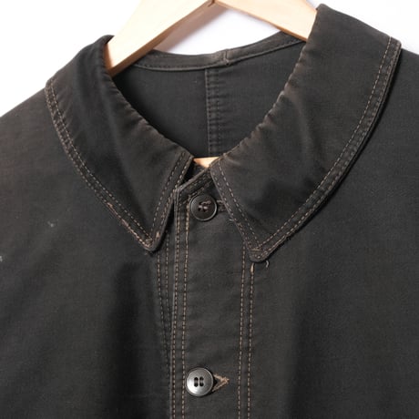 40s France Vintage Dubure & Deverchere Black Moleskin Work Jacket