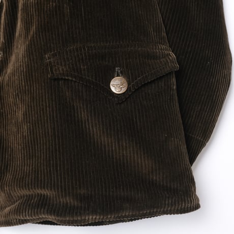 30-40s France Vintage Adolphe Lafont Dark Brown Corduroy Hunting Jacket