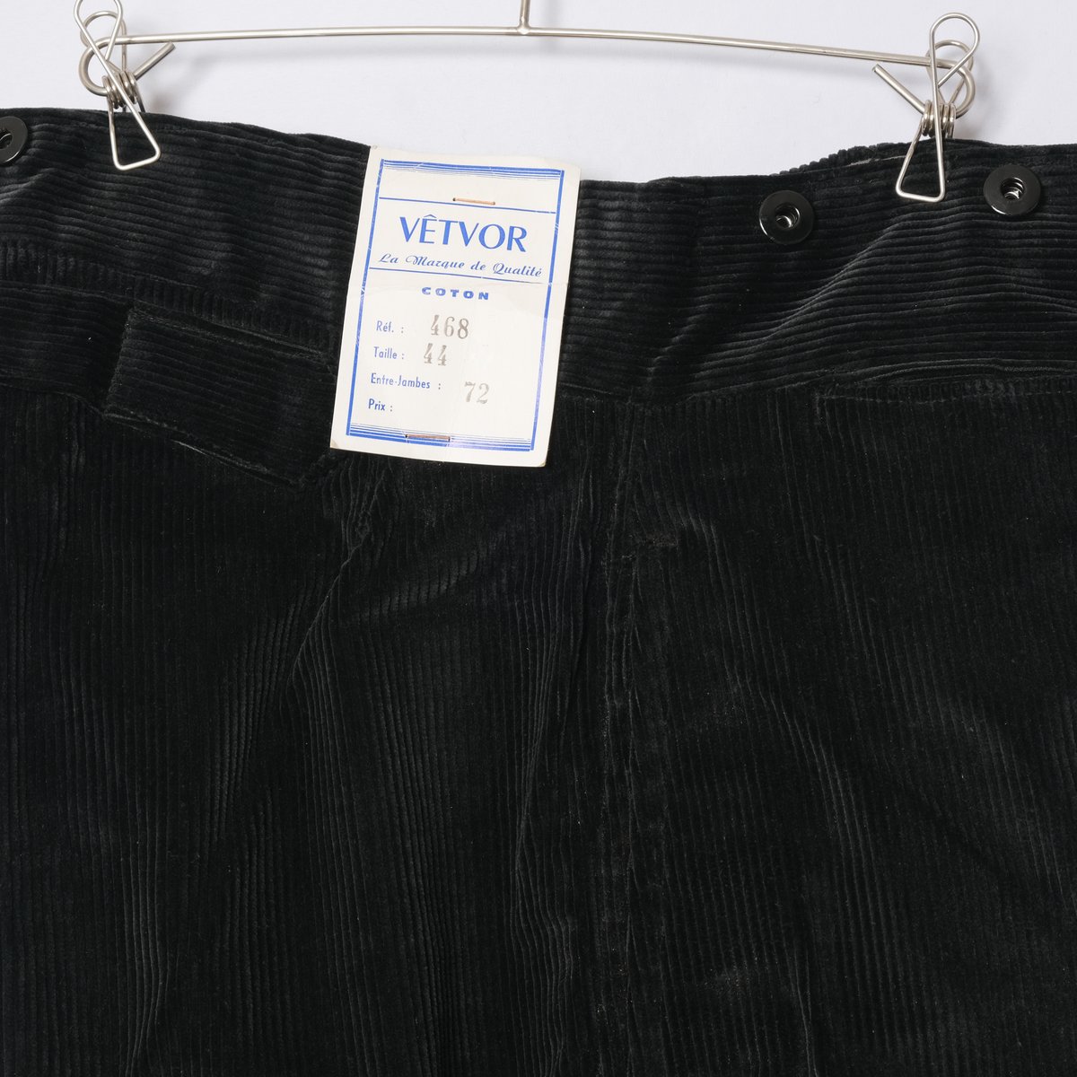 40-50s France Vintage VETVOR Black Corduroy Tr