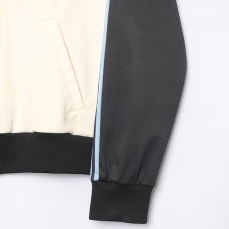 70-80s Vintage adidas Ventex Track Jacket Ivory × Black × Light Blue (Made in France)