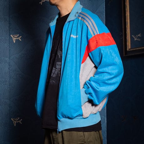 70-80s Vintage adidas Ventex Track Jacket Model Challenger Light Blue × Red (Made in France)
