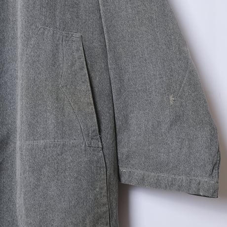 40-50s French Vintage DUTHILLEUL&MINART Black Chambray Atelier Coat