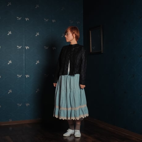 〜30s France  Farmers Stripe Skirt