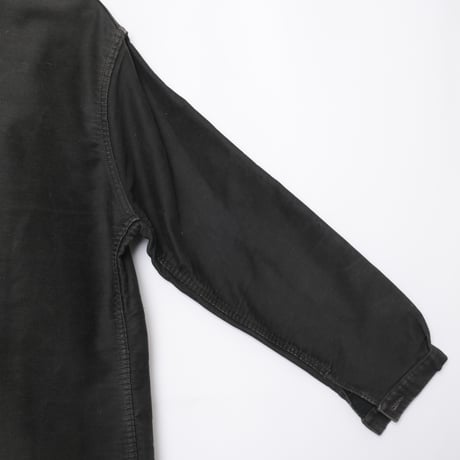 40-50s France Vintage Le Mont Sant Michel Black Moleskin Work Jacket Size 56