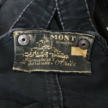 40-50s Le Mont St Michel  French Work Black Moleskin Overalls Size52C