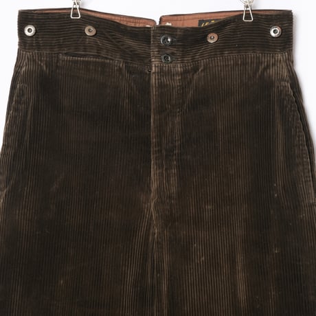 30-40s France Vintage LE MECANO Dark Brown Corduroy Trousers