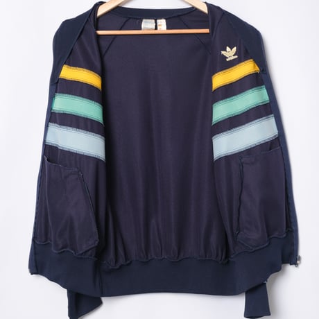 70-80s Vintage adidas Ventex Track Jacket Model First Navy × Light Blue (Made in France)