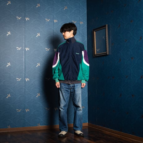 80s Vintage adidas Ventex Track Jacket Navy × Green × Purple (Made in France)