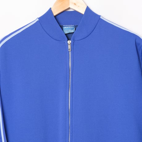 70s Vintage adidas Ventex Collarless Track Jacket Metal Zip Blue (Made in France)