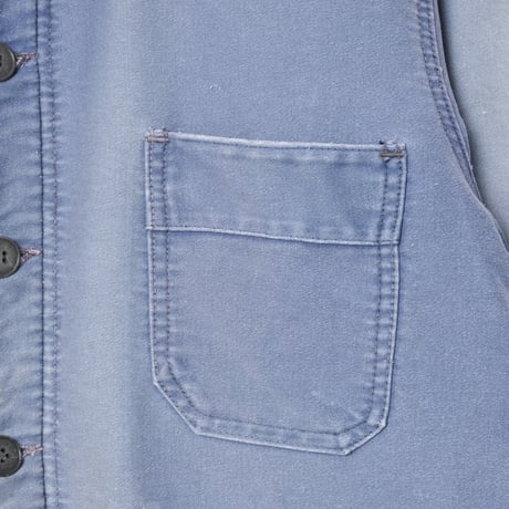 50s France Vintage Adolphe Lafont Blue Moleskin Work Jacket