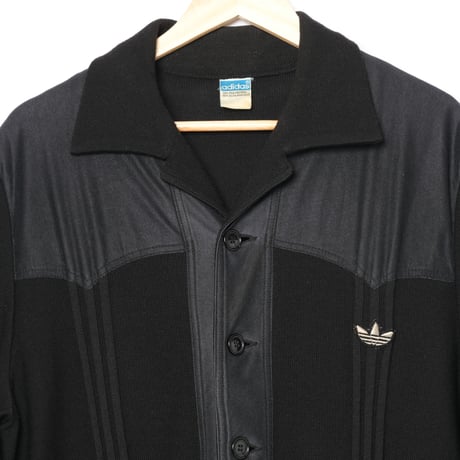 70-80s Vintage adidas  EIN SCHWAHN Button Knit Jacket Black (Made in West Germany)