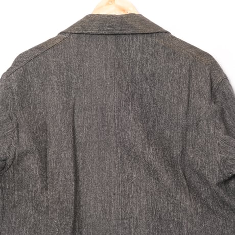 40-50s France Vintage Black Chambray Tailored Jacket Dead Stock Size 50