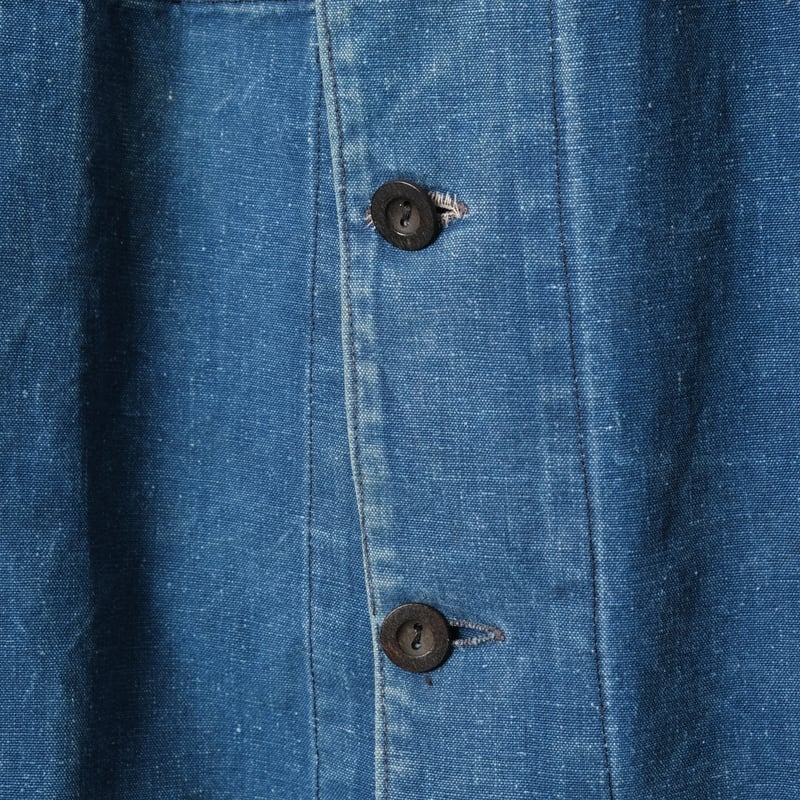 30s France Vintage Indigo Cotton Linen Work Ja