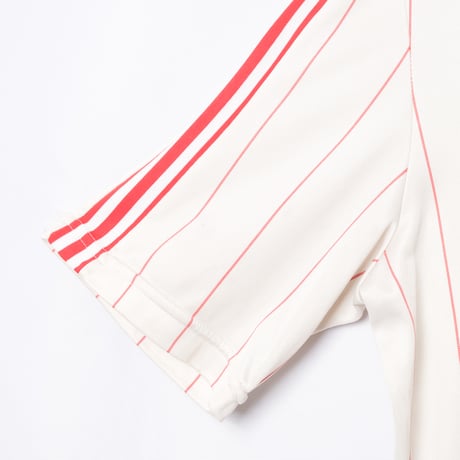 70-80s Vintage adidas Ventex Half Sleeve Game Shirt Striped White × Red（Made in France）