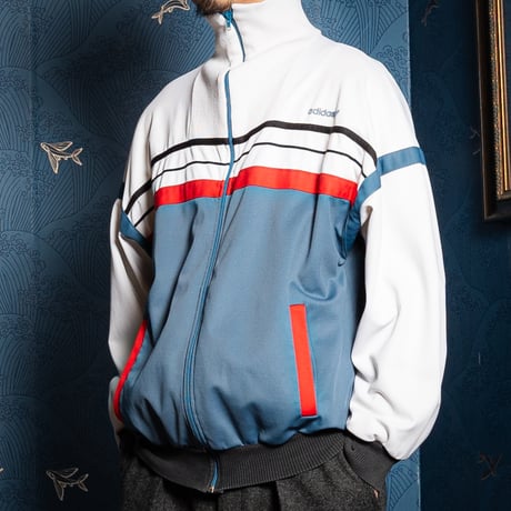 70-80s Vintage adidas Ventex Track Jacket Blue Gray × White (Made in France)