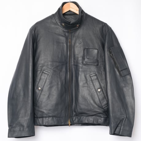 French Army Pilot Leather Jacket (Navy) Size96M With Liner