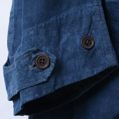 30-40s France Vintage  Indigo Linen  Maquignon Coat