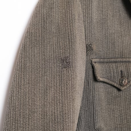 40s France Vintage Manu France Gray Cotton Pique Hunting Jacket