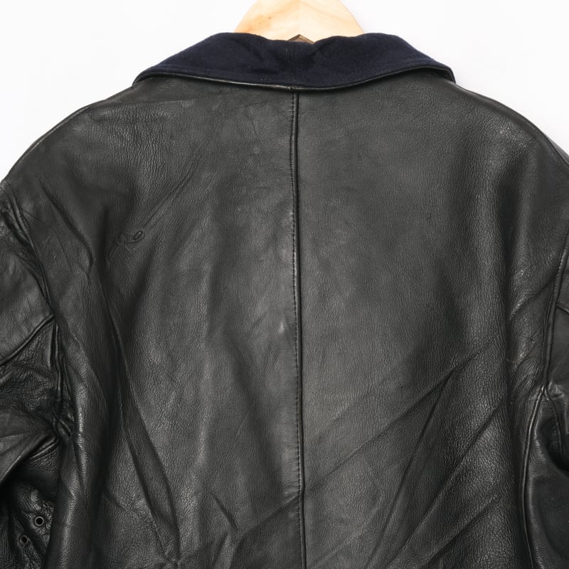 40s フレンチヴィンテージ レザージャケット フランス製 ドレスジャケット 40s-50s France Vintage Leather Jacket Wool Coll