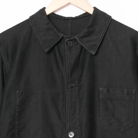 40-50s  France Vintage Le Mont St Vincent Black Moleskin Jacket 4 Buttons