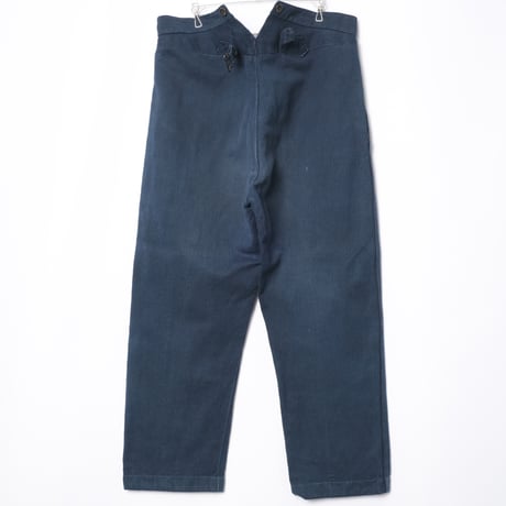 -30s France Vintage Fireman Indigo Linen HBT Trousers