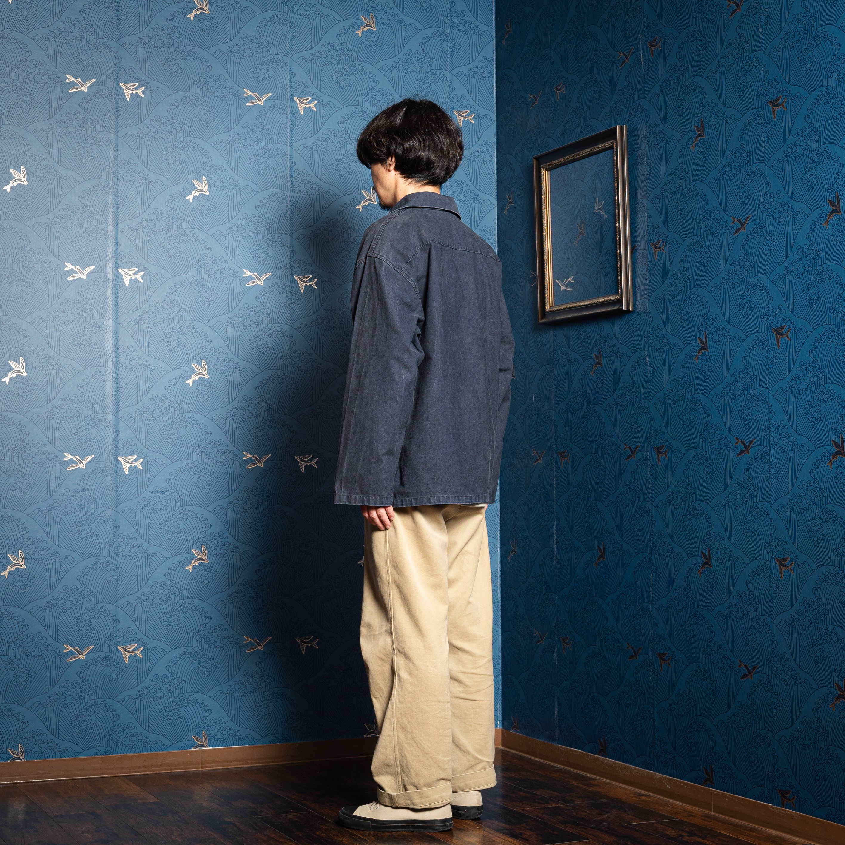 70s LEGLAZIK QUIMPER コットンツイル フィッシャーマン 90s France Vintage Le Glazik Cotton Fisherman S