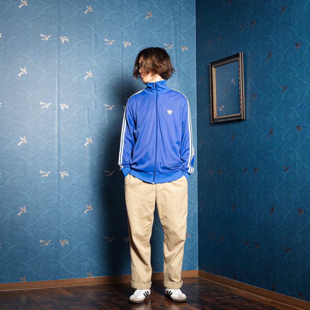 70s Vintage adidas Track Jacket Blue × White (M